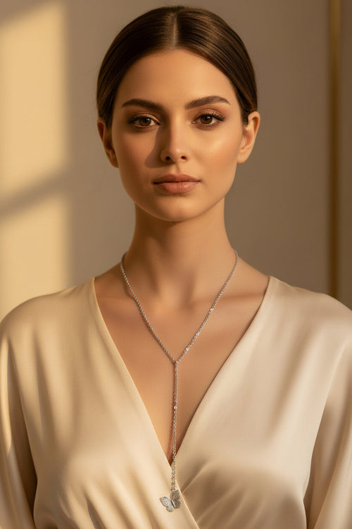 Butterfly Drop Lariat Necklace