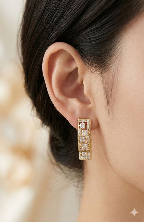 Baguette Crystal Huggie Earrings