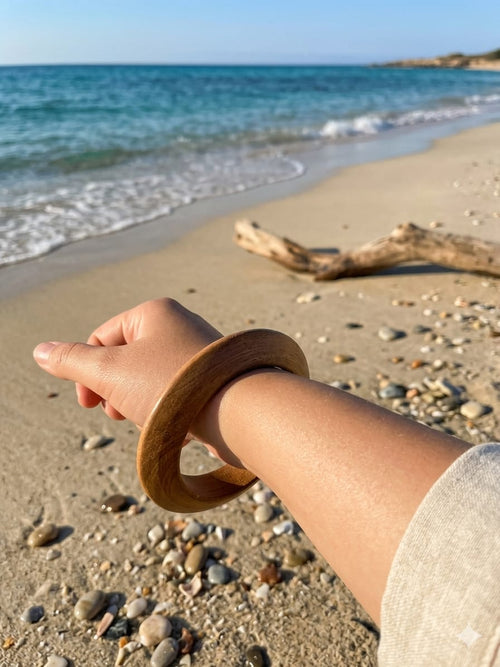 Chunky Light Wood Bangle