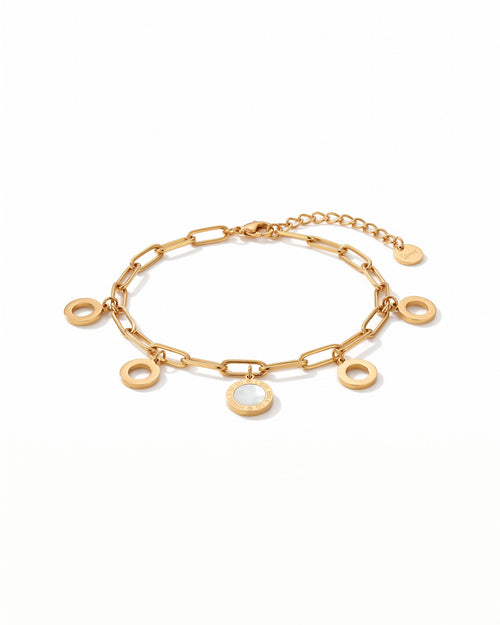 Circle and Pearl Charm Bracelet - product