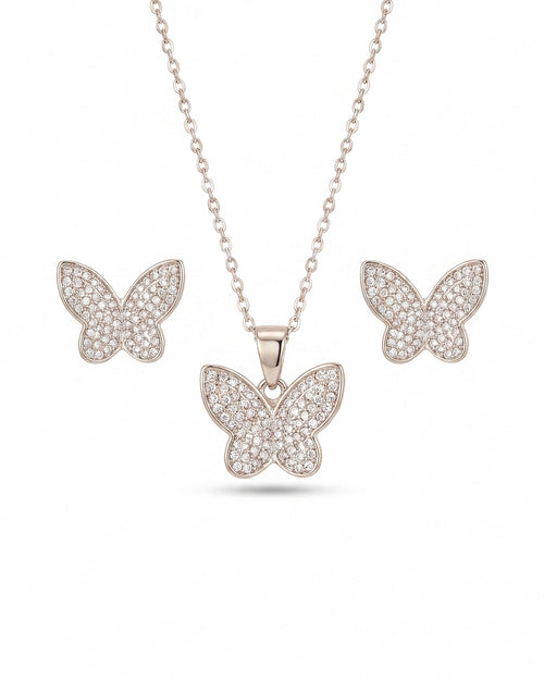 Crystal Butterfly Necklace and Earring Set